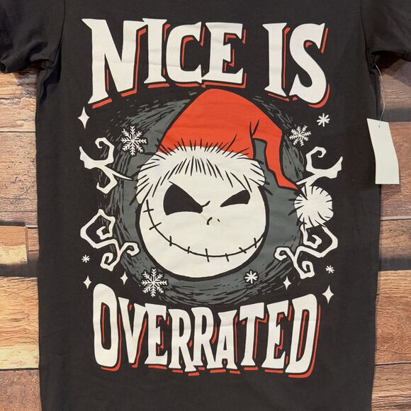 Nightmare Before Christmas Jack Skellington "Nice Is Overrated" XS Graphic Tee - Picture 2 of 6